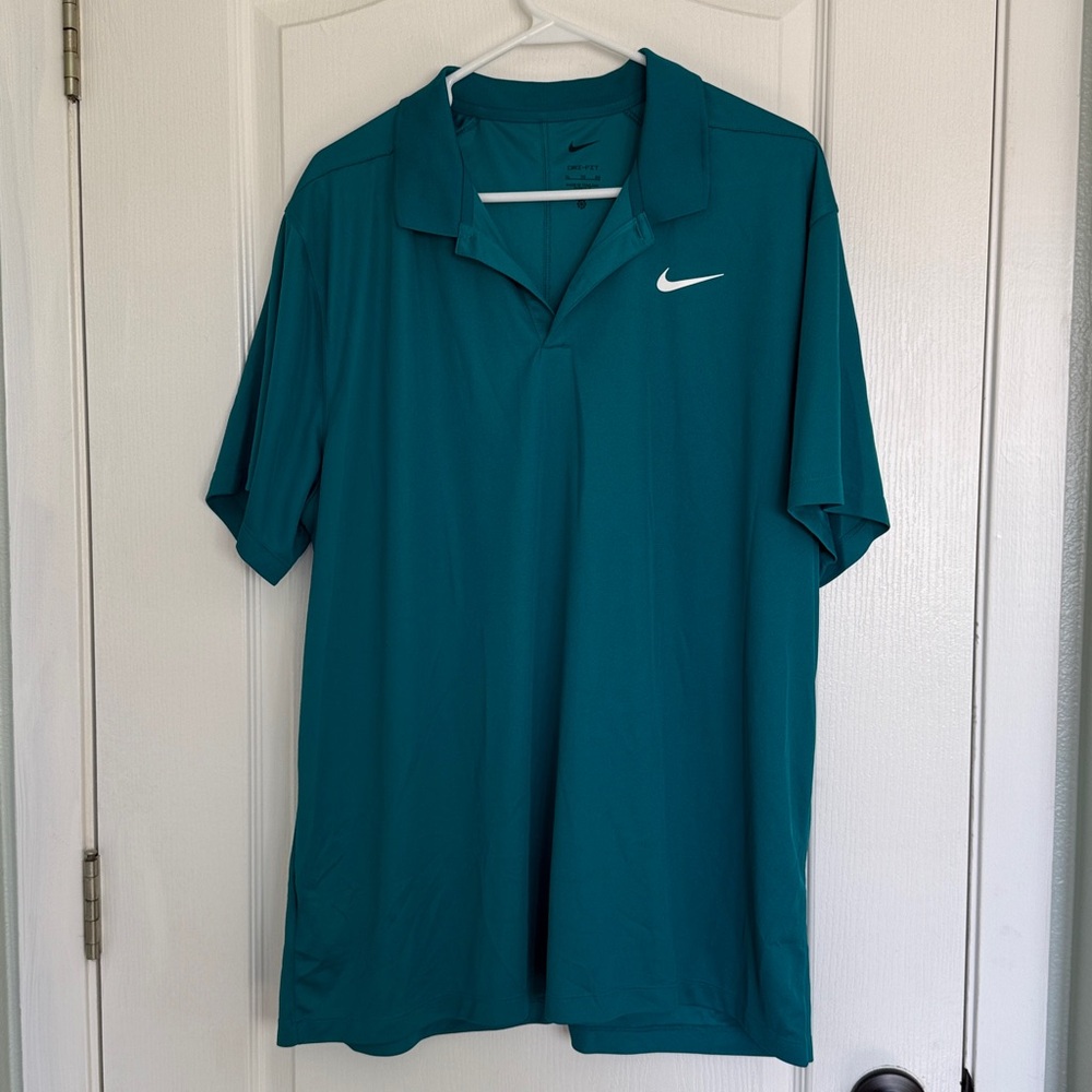 Nike Teal Polo with White Swoosh